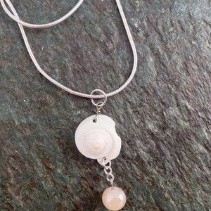 Handmade Shell Necklace with pearl bead
